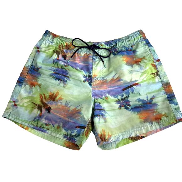 Sundek Swim Trunk Board Shorts Mens Size M Unlined Drawstring Tropical Palms - Picture 2 of 10